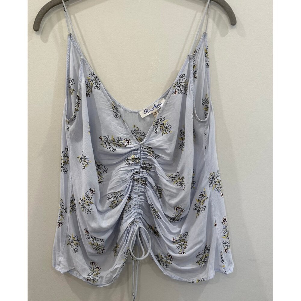 Kai Aloha Floral Ruched Tank Top - Size Medium